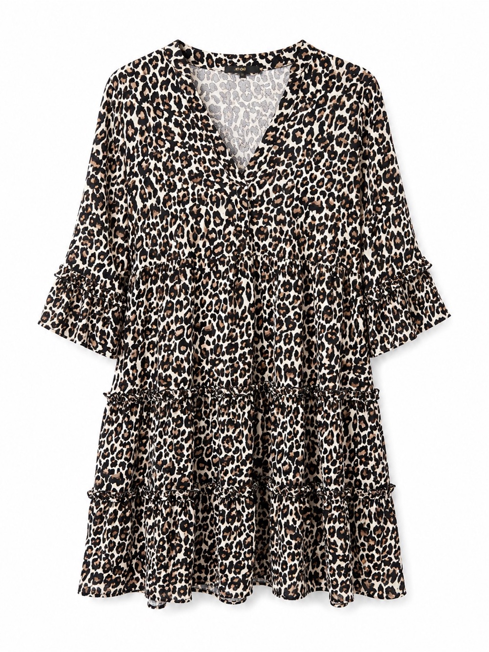 Maje Leopard Print Top - Black, Tan & Cream